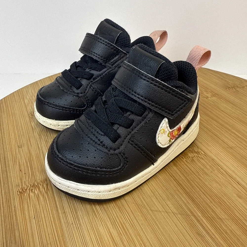 Nike Girls Court Borough Low Floral Casual Sneakers Size‎ 4C BQ7033-001